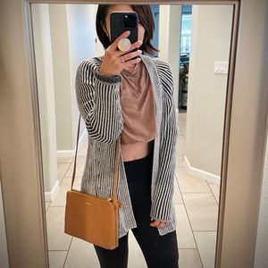 Ted Baker Double Zip Leather Crossbody Bag -Brown